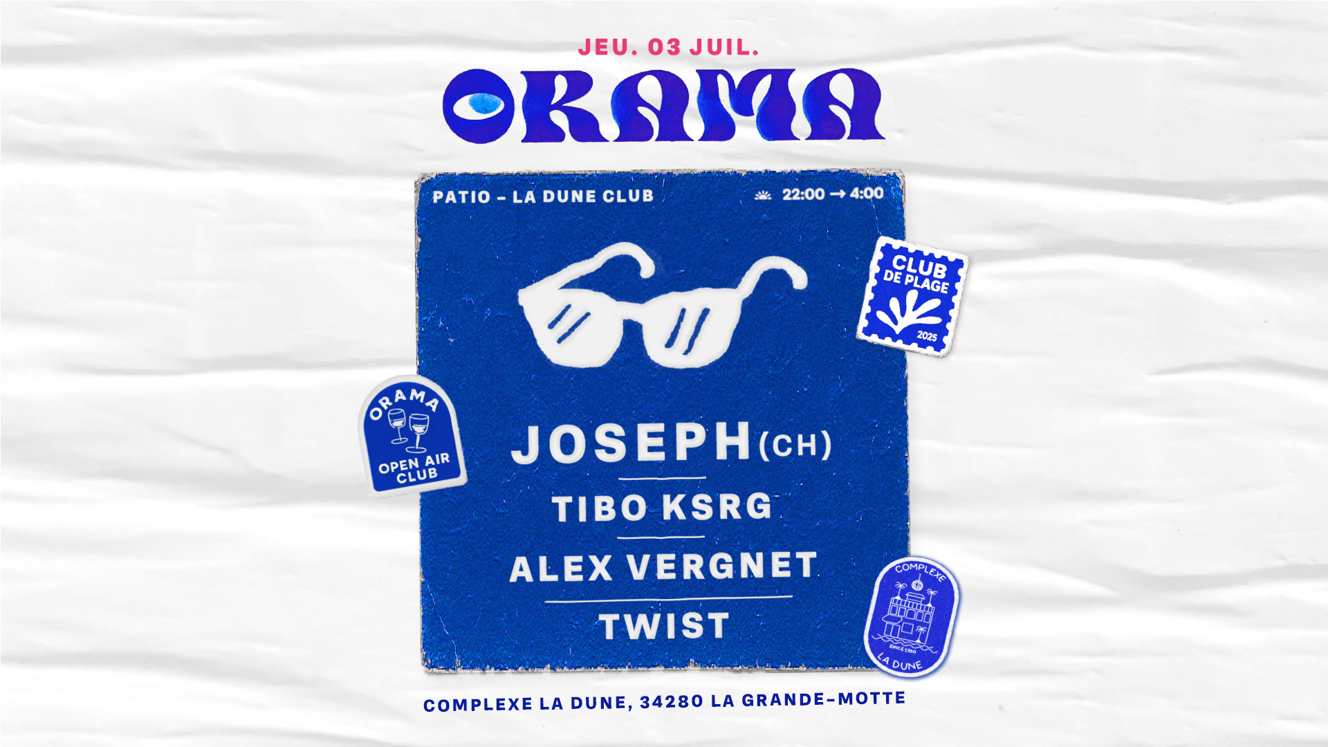 Orama - Open Air Club : Jeudi  03 Juillet Cover