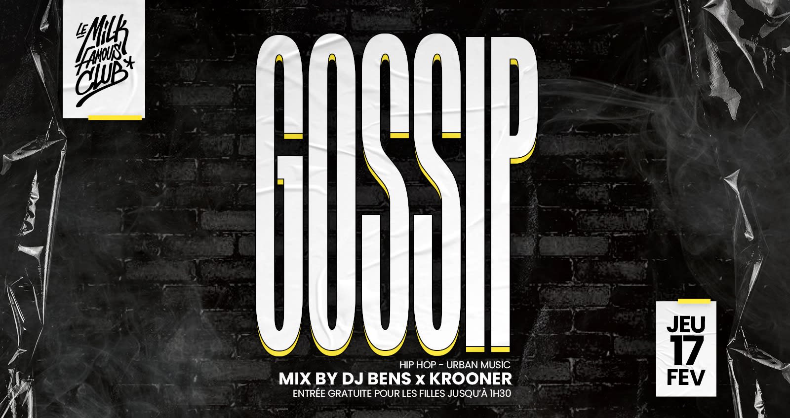 🔥 Jeu 17 Fév - Gossip W/ Dj Bens & Krooner 🔥 Cover