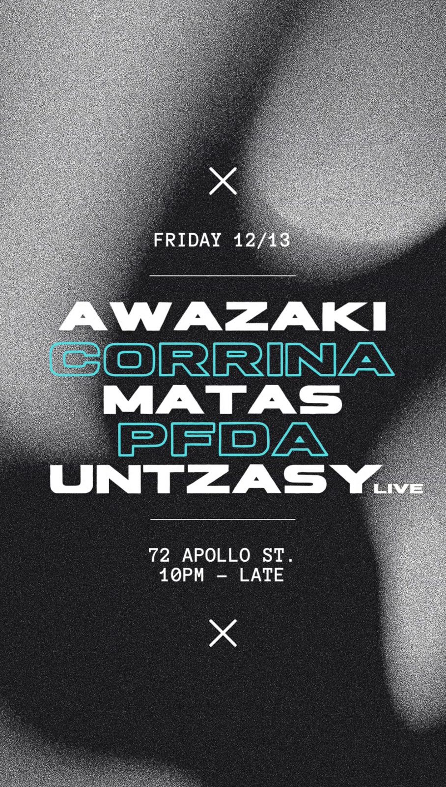 Apollo Studio Dec 13thw Awazaki,Corrina,Matas,Pfda & Untzasy Cover