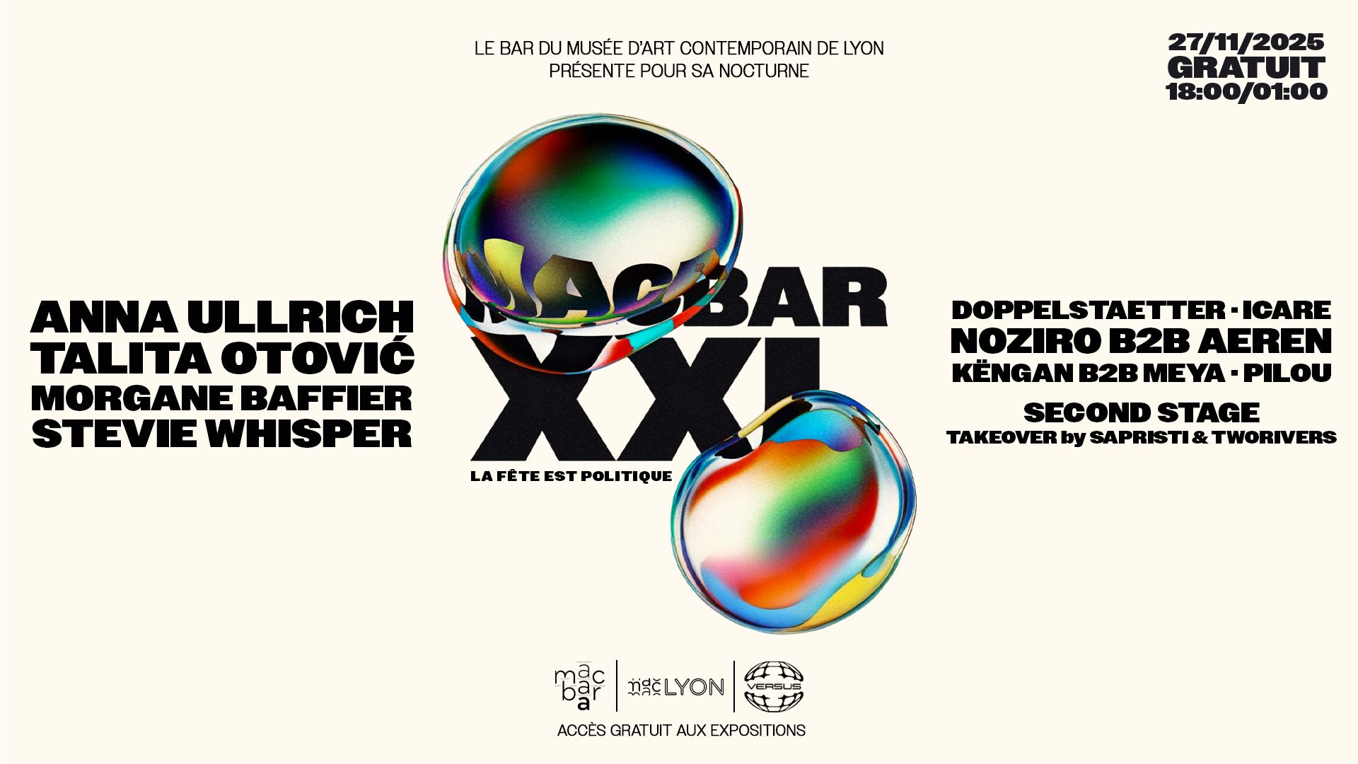 Macbar Xxl : Nocturne "La Fête Est Politique" By Versus Cover