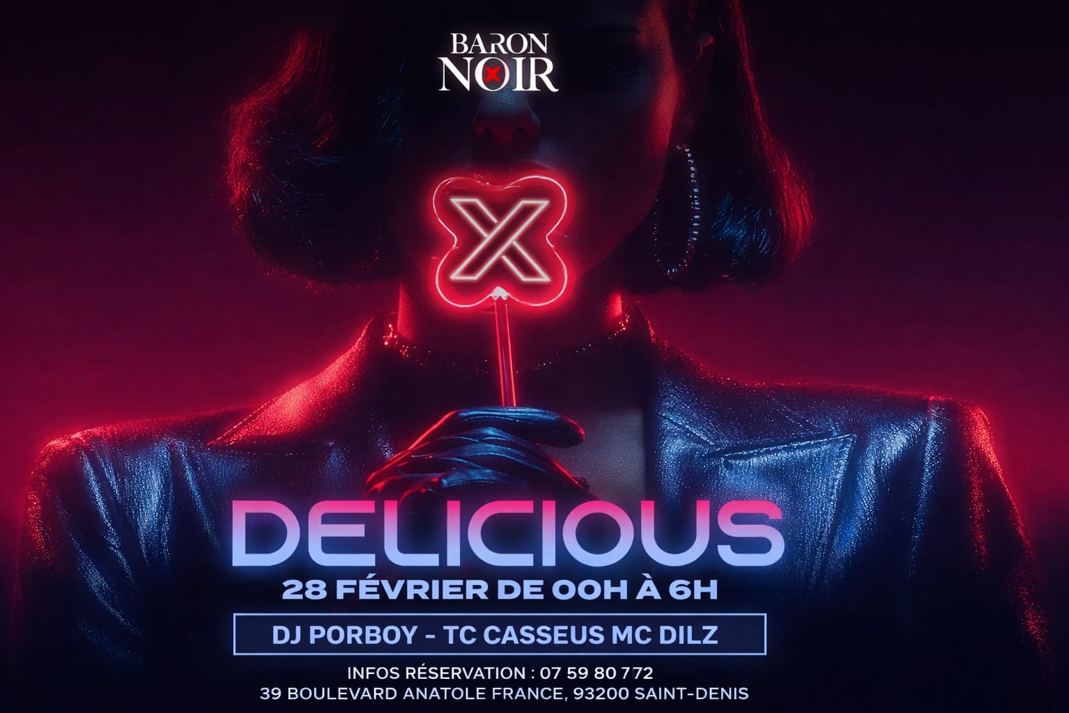 Delicious – Baron Noir - Saturday 28 Febuary Cover