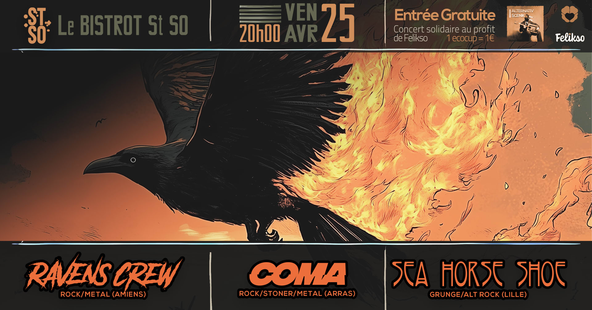 Show Solidaire Metal | Sea Horse Shoe, Coma, Ravens Crew Cover