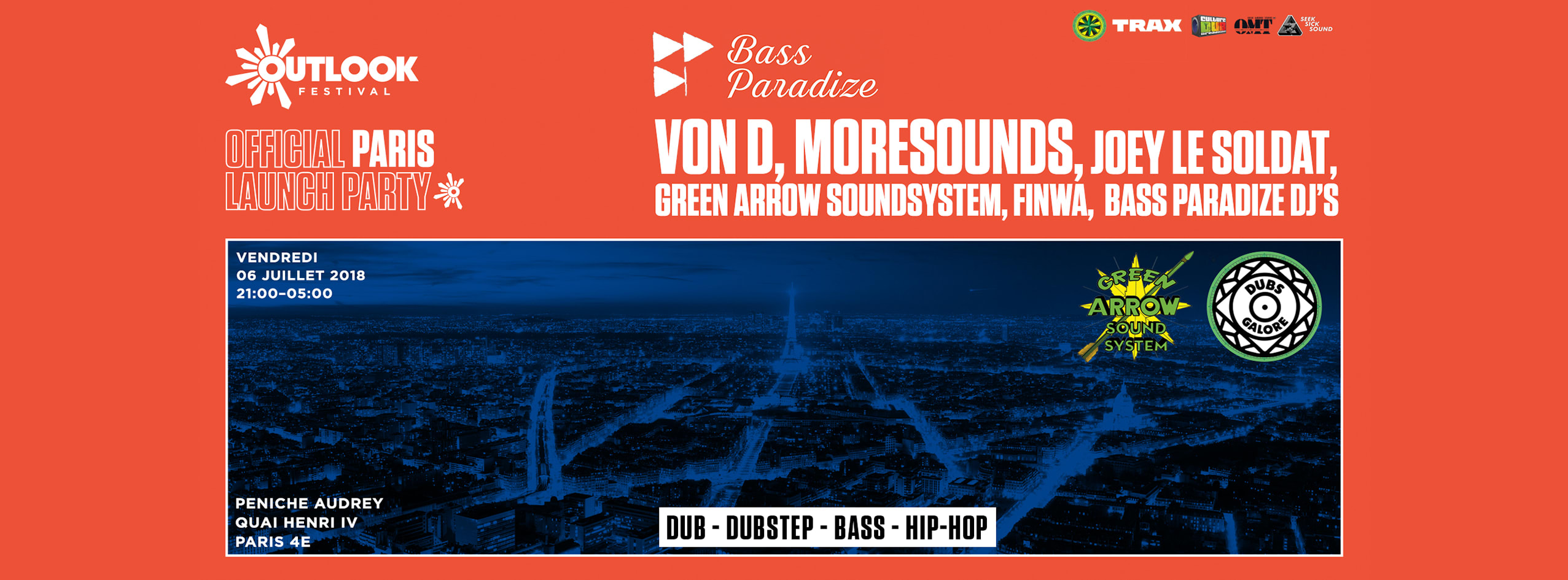 Bass Paradize X Outlook Festival : Von D, Moresounds, Joey Le Soldat, Green Arrow Sound System Cover