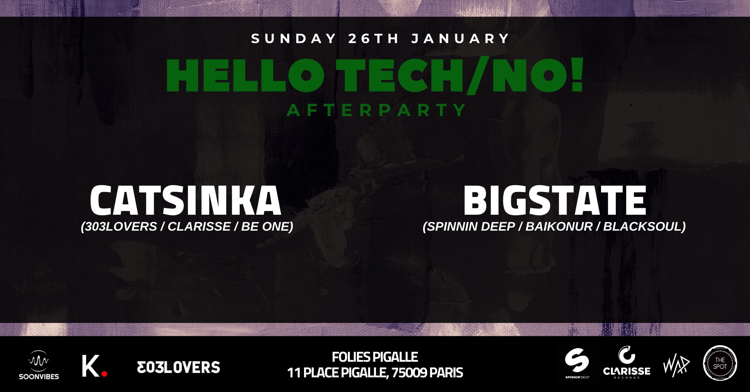 Hello Tech/No! - Afterparty With Catsinka X Bigstate (6h/12h) Cover