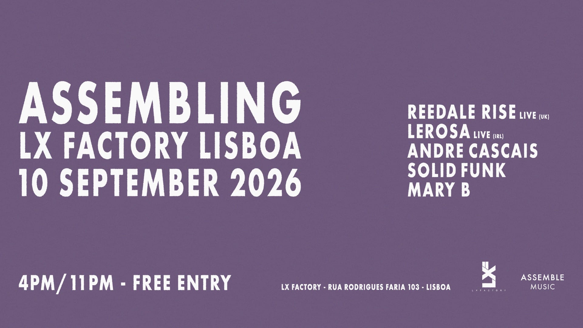 Assembling LX Factory Lisboa | 10 September • Free Entry Cover