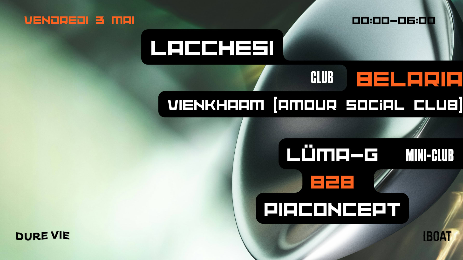 Dure Vie X Iboat : Lacchesi, Belaria, Amour Social Club Cover