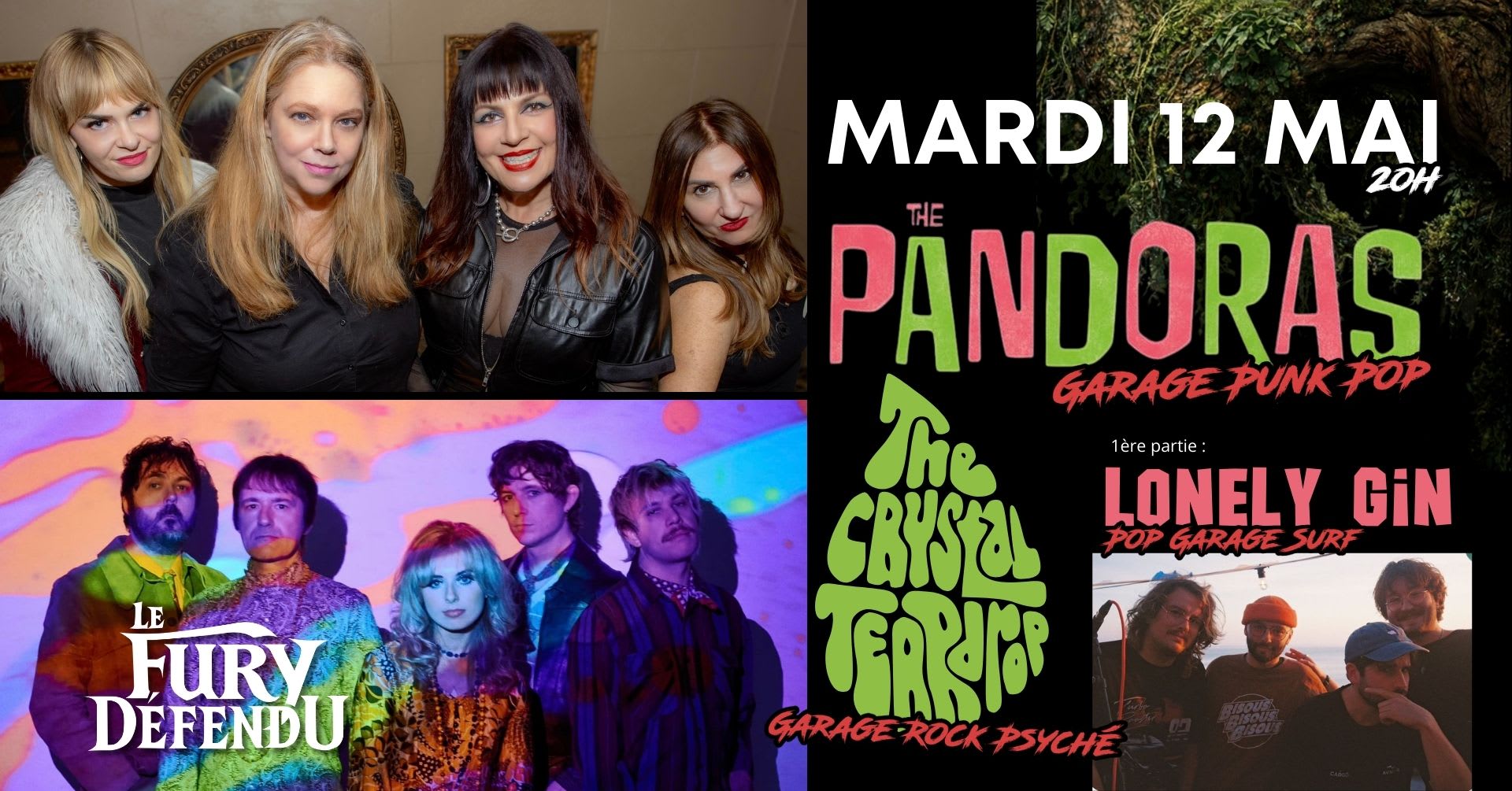 The Pandoras / Crystal Teardrop / Lonely Gin // Fury Défendu Cover