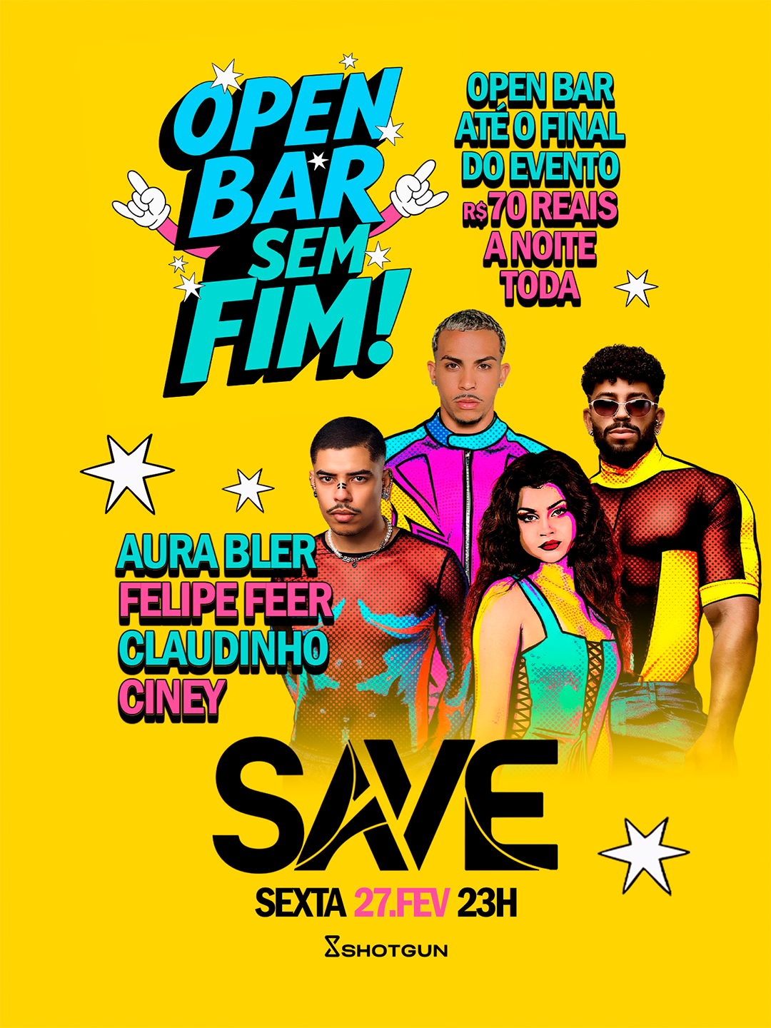Save - Open Bar Até O Fim Do Evento | 70 Reais A Noite Toda Cover
