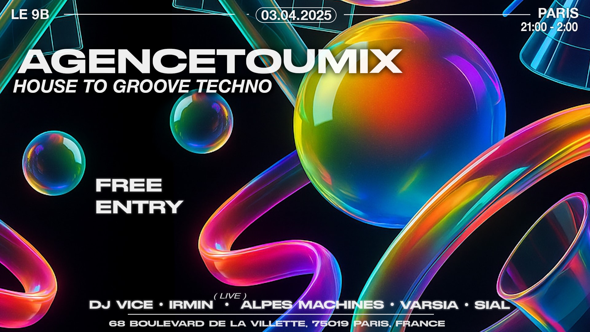Collectif Agencetoumix @ Le 9b(Electro,House,Techno/Gratuit) Cover