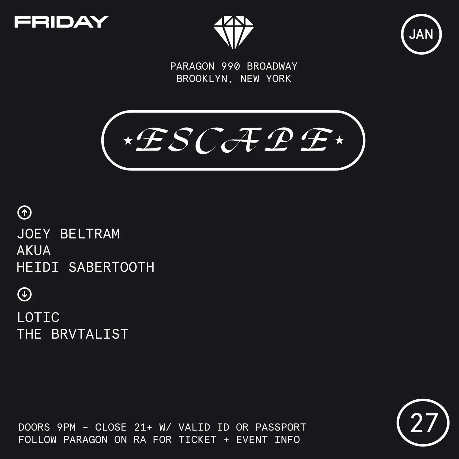 Escape: Joey Beltram, Akua, Heidi Sabertooth, Lotic, Etc Cover
