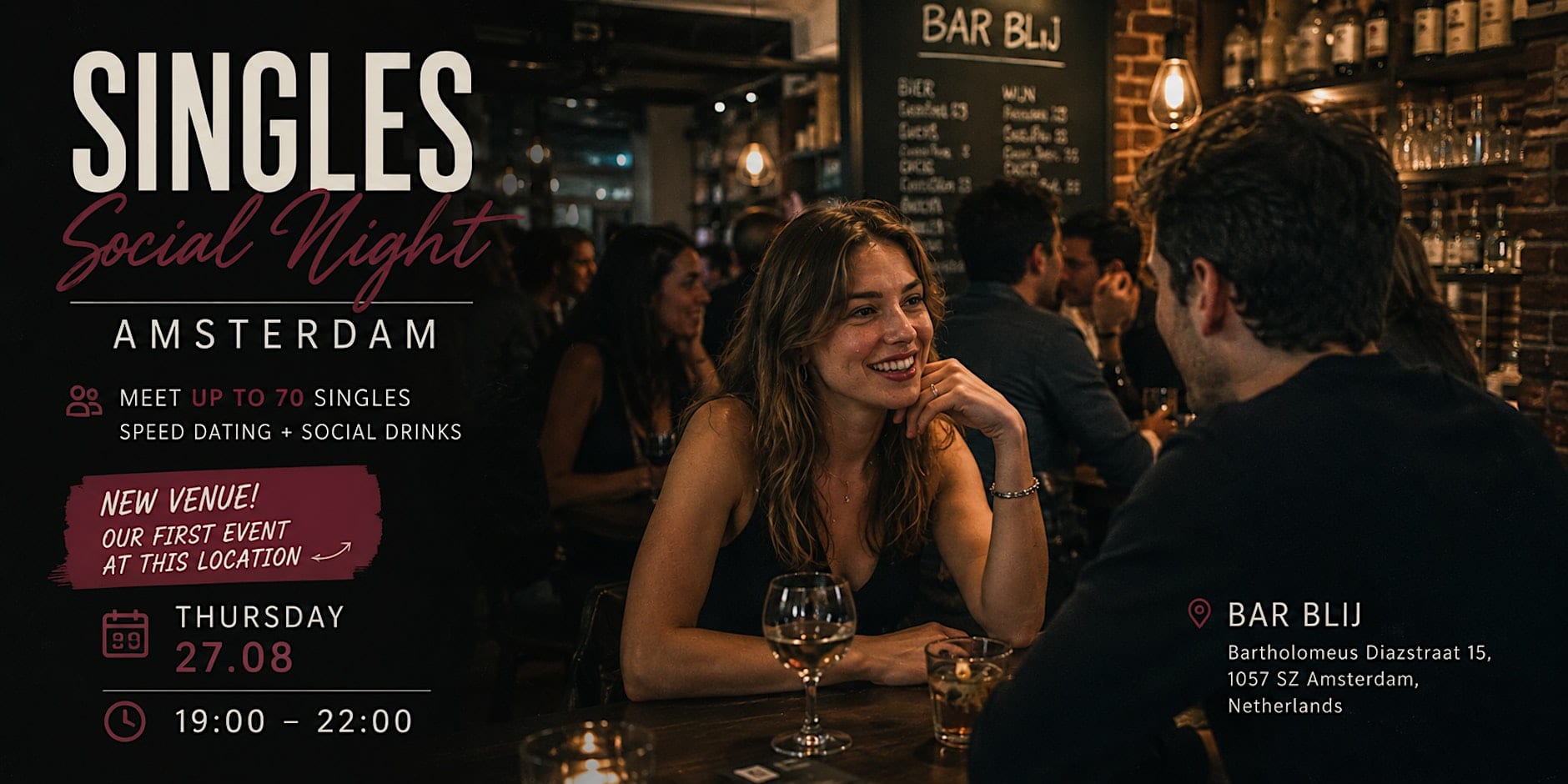 Expat Singles Night Amsterdam: Meet Up To 70 Singles Cover