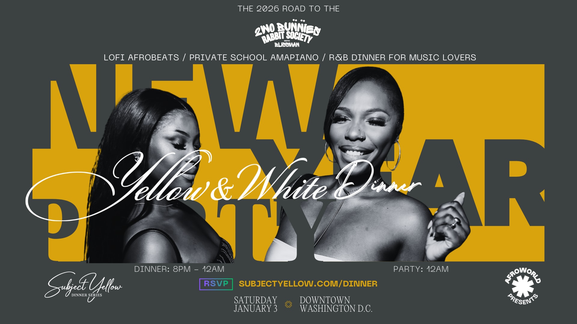 Yellow&White New Year Dinner Party Cover