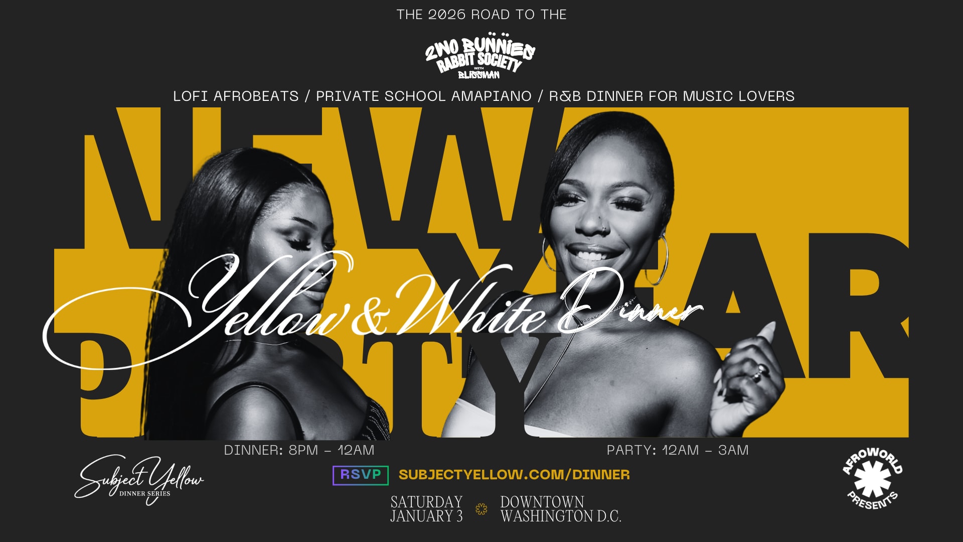 Yellow&White New Year Dinner Party Cover