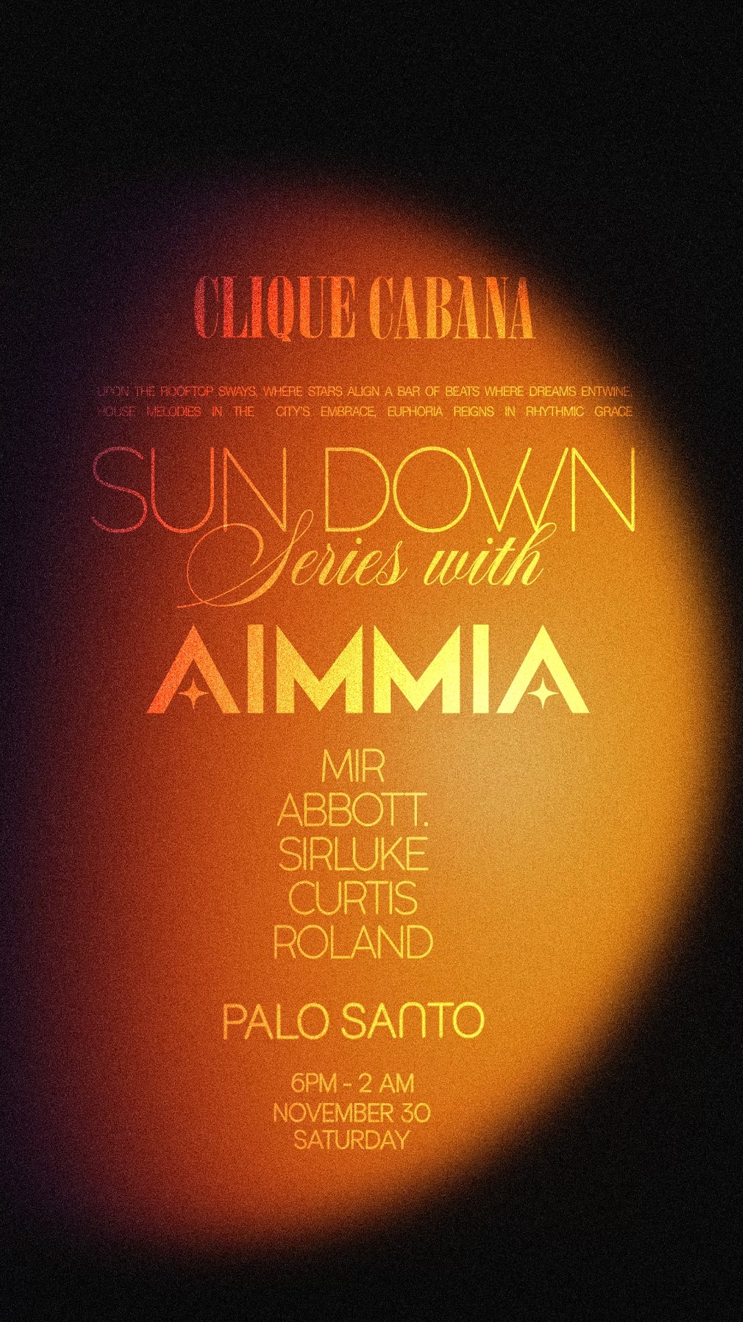 Clique Cabana Presents: Sundown With Dj Aimmia Cover