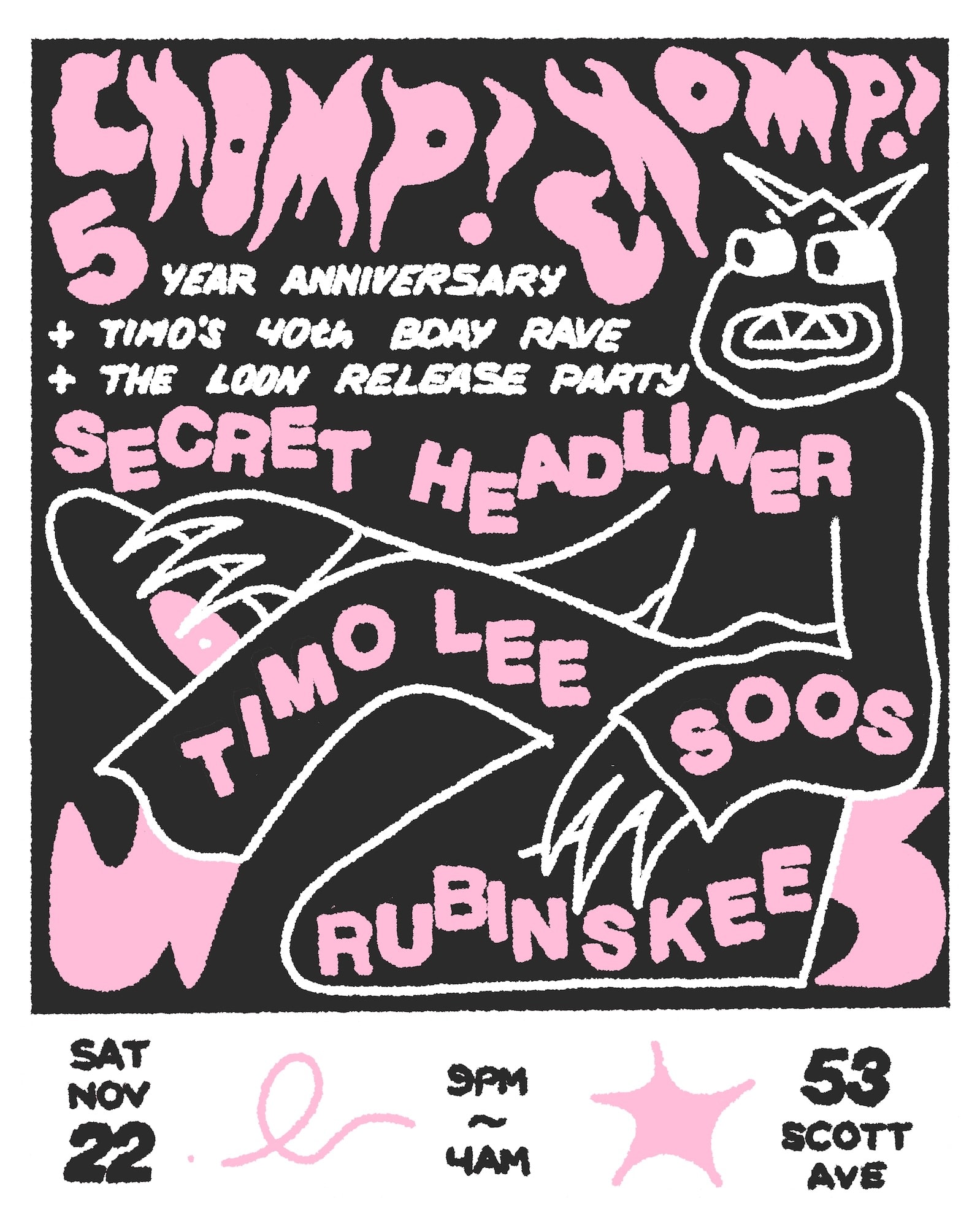 Chomp! Chomp! Five Year Anniversary + Timo's 40th Rave Cover