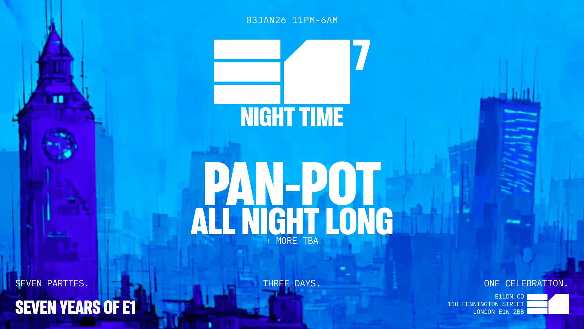 E1⁷: Pan-Pot All Night Long (The Grand Closing) Cover