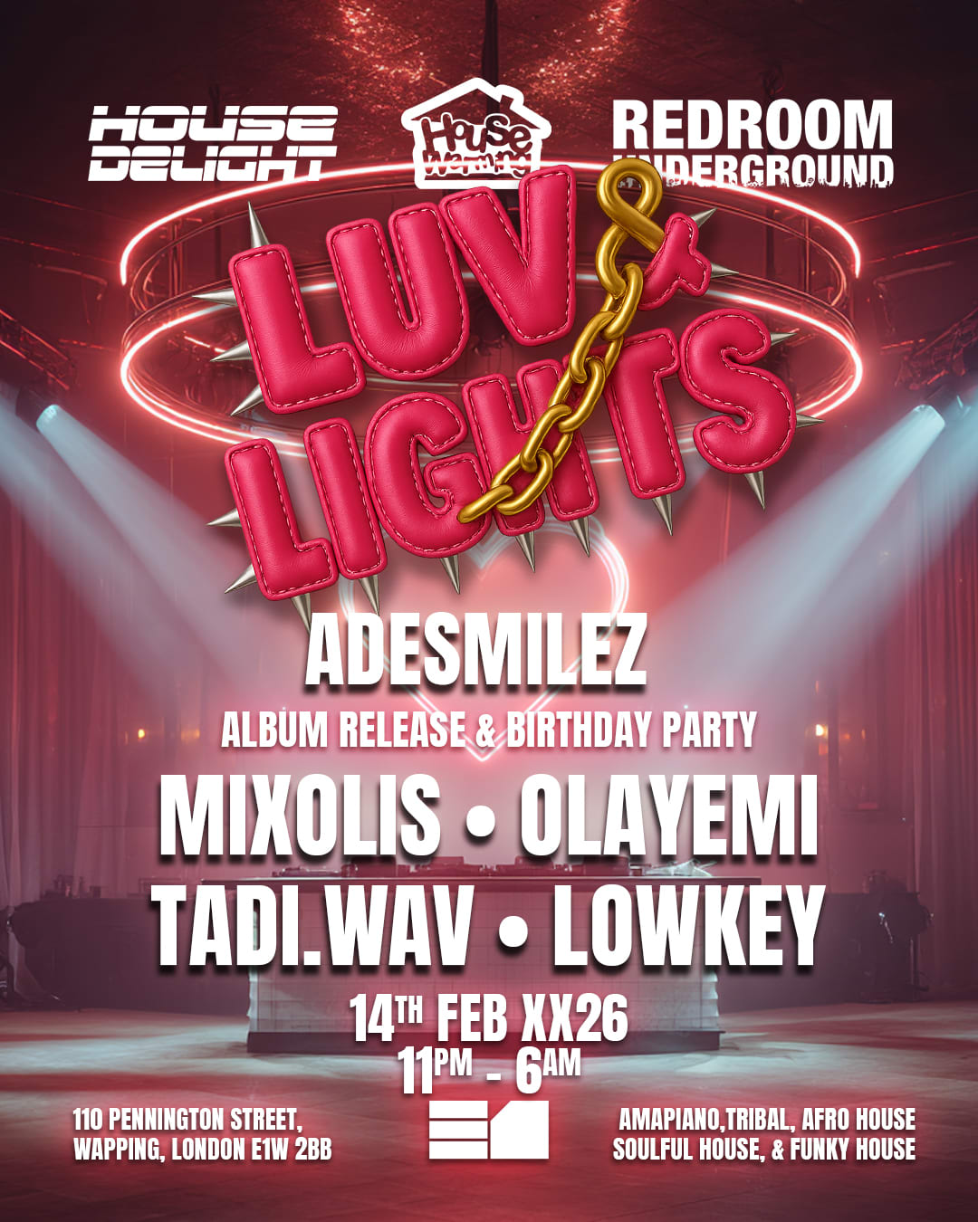 House Warming X House Delight X Redroom Underground | Luv & Lights Cover