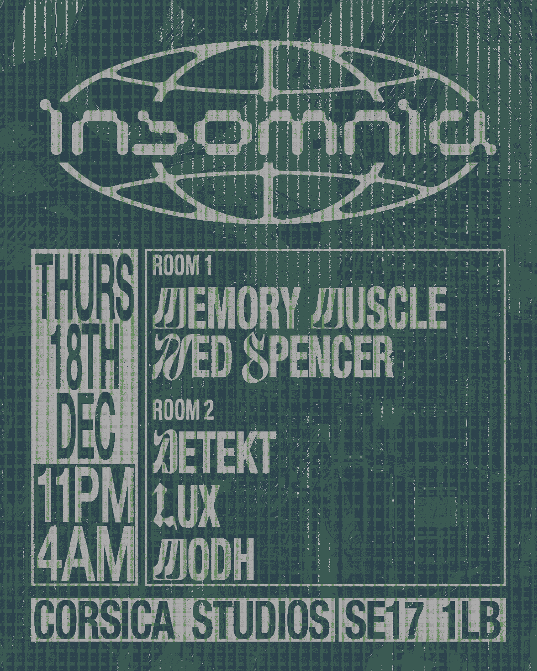 Insomnia London: Detekt, Modh, Memory Muscle, Lux, Ned Spencer Cover