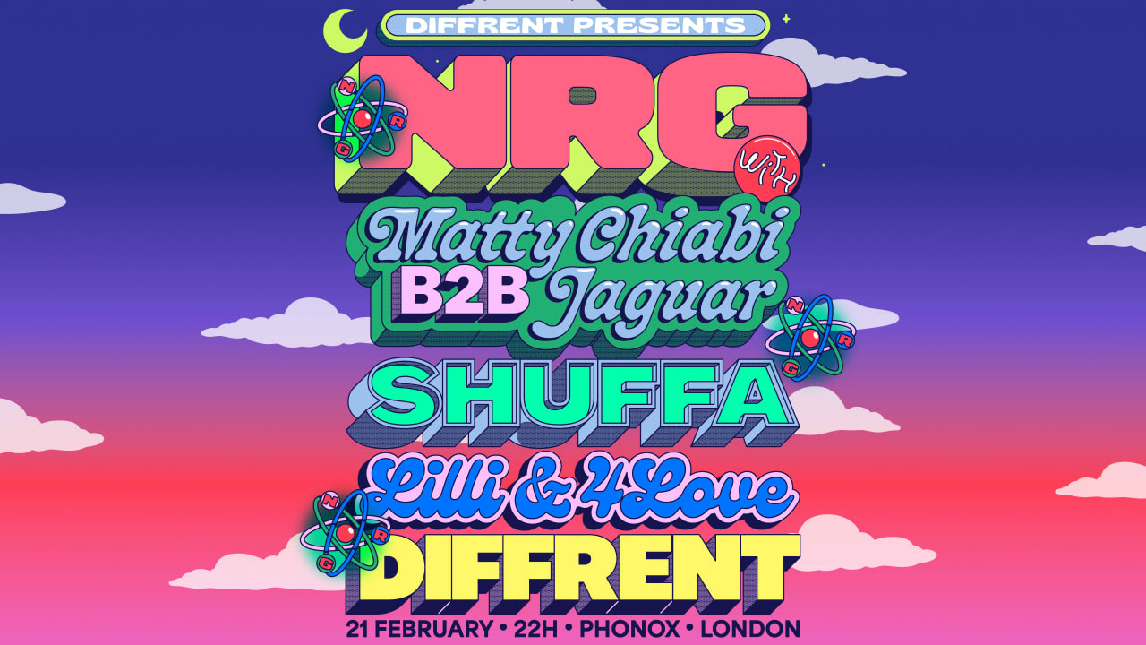 Nrg: Diffrent, Matty Chiabi B2b Jaguar, Shuffa, Lilli & 4love Cover