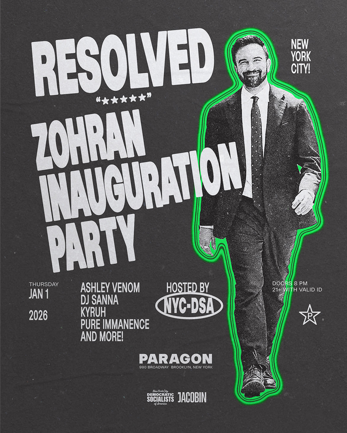 Resolved: Zohran Inauguration Party (Nyc-Dsa Fundraiser) Cover