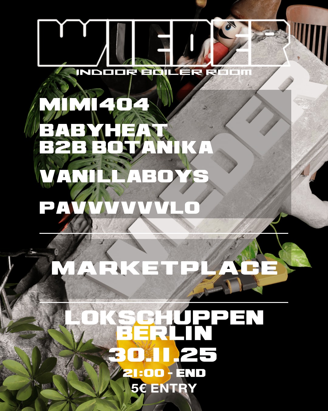 Wieder: Boiler Room Setup + Marketplace Cover