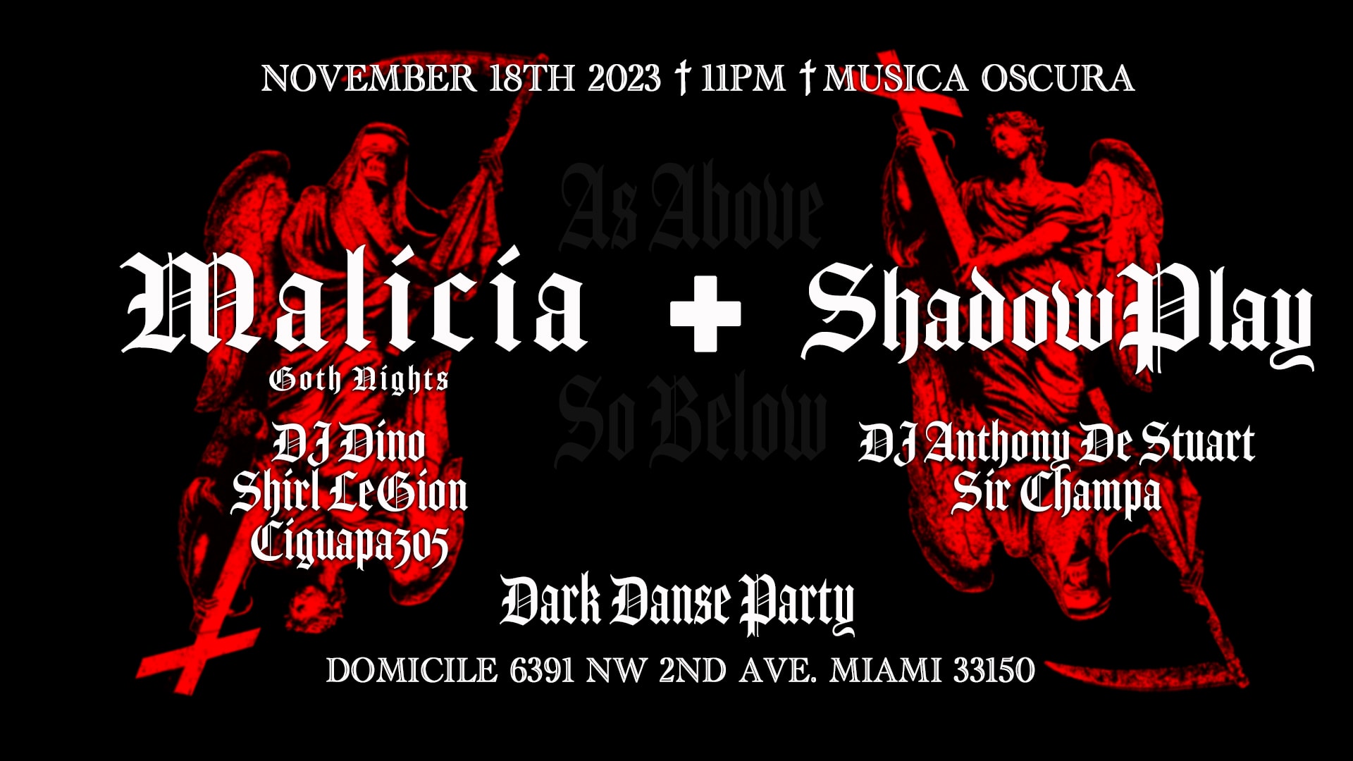 Domicile Presents Malicia Goth Night X Shadowplay Cover