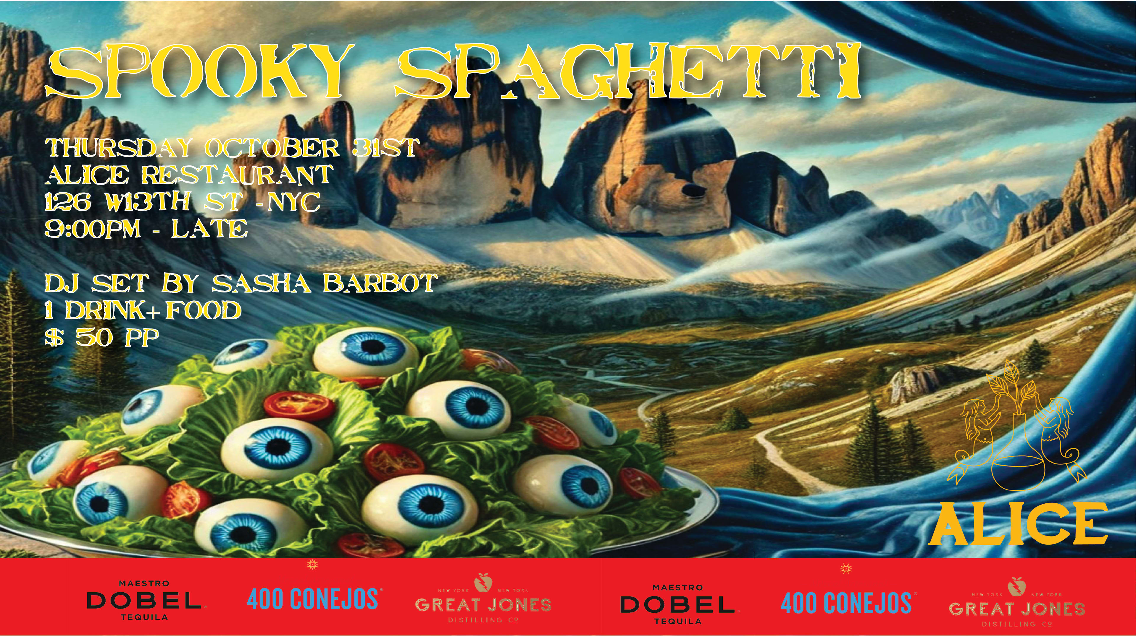 Halloween Night W/Sasha Barbot @ Alice Restaurant 9pm - Late Cover