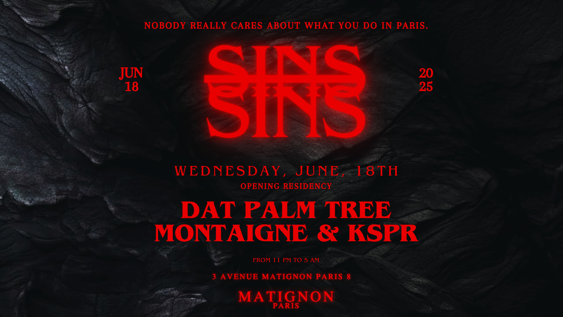 Sins Curated At Matignon Opening Residency - Mercredi 18.06 Cover