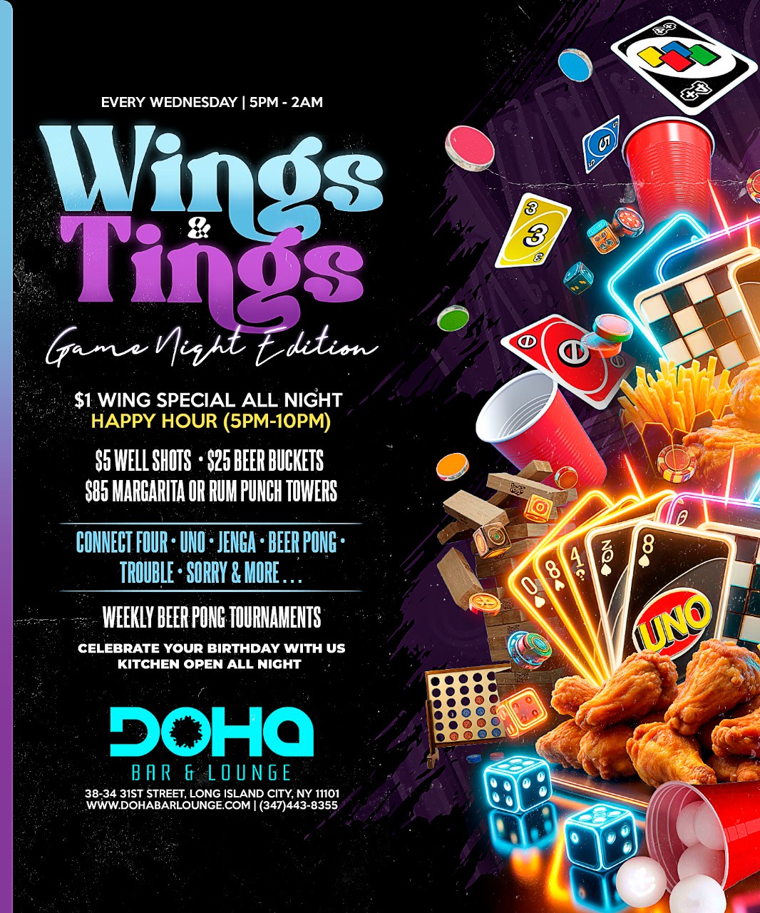 Wings & Tings Wednesdays At Doha Bar Lounge! 23 April Cover
