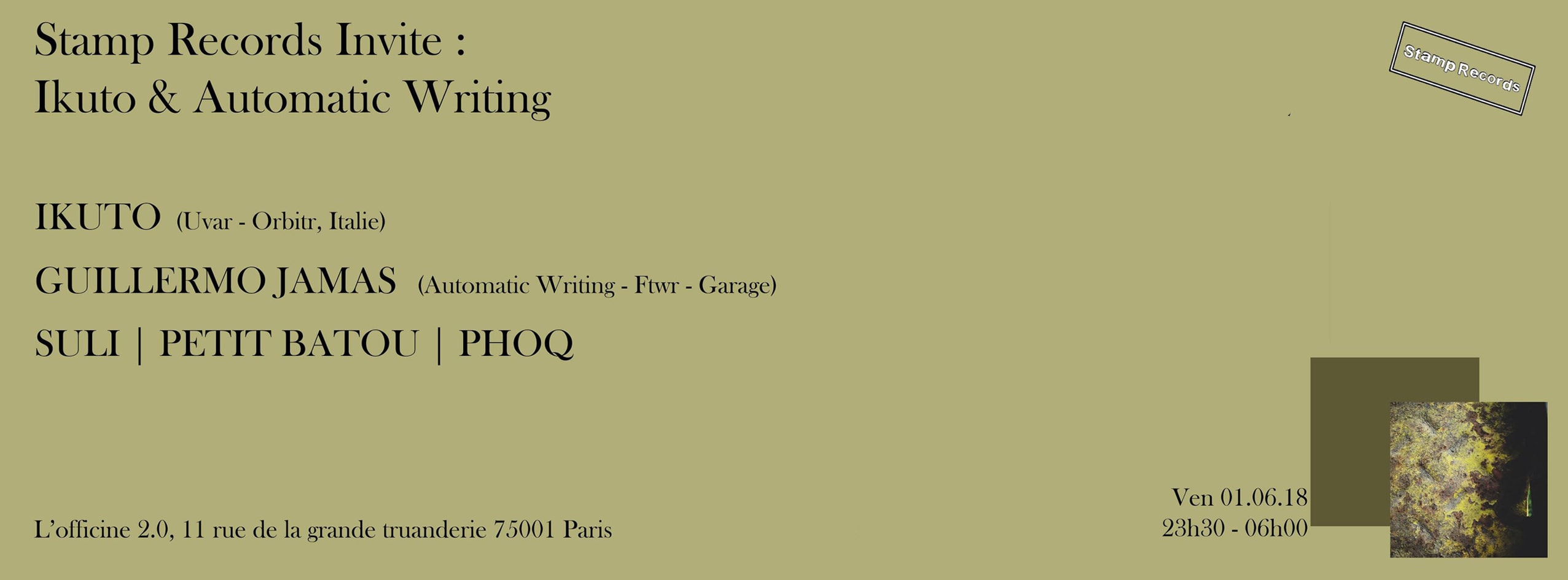 Stamp Records Invite : Ikuto & Automatic Writing Cover