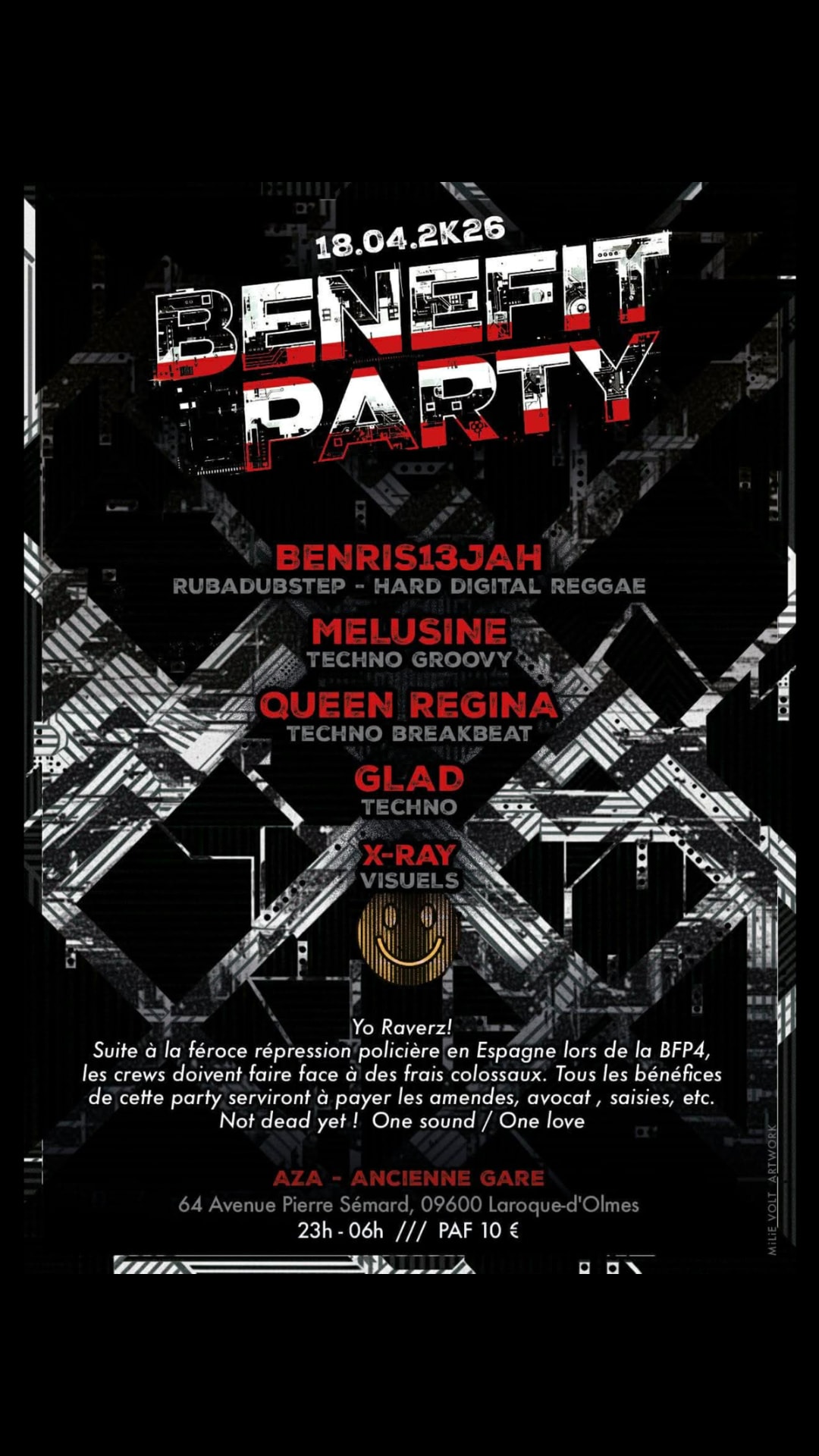 Benefit Party @ Aza | Glad-Melusine-Queen Regina-Ben13jah Cover