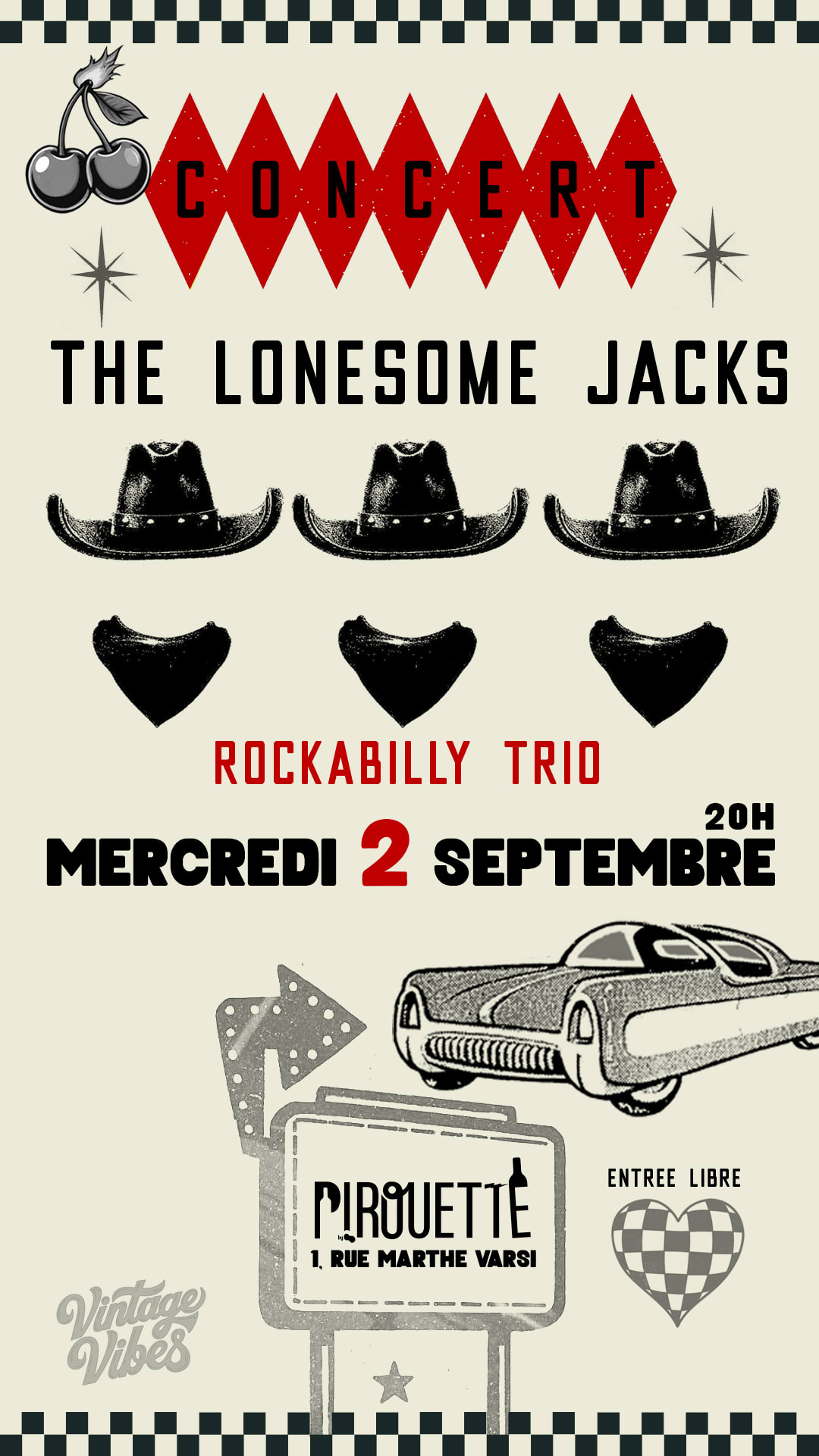 Concert Rockabilly The Lonesome Jacks • Mercredi 2 Septembre Cover
