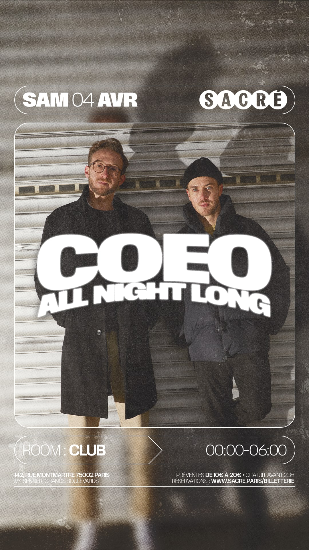 Sacré Présente : Coeo All Night Long Cover