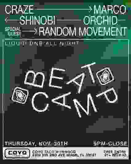 BeatCamp Miami - DnB Monthly w/ Craze + Guests November 2023