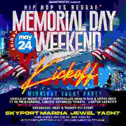 Memorial Day Friday Hip Hop vs Reggae Majestic Yacht party