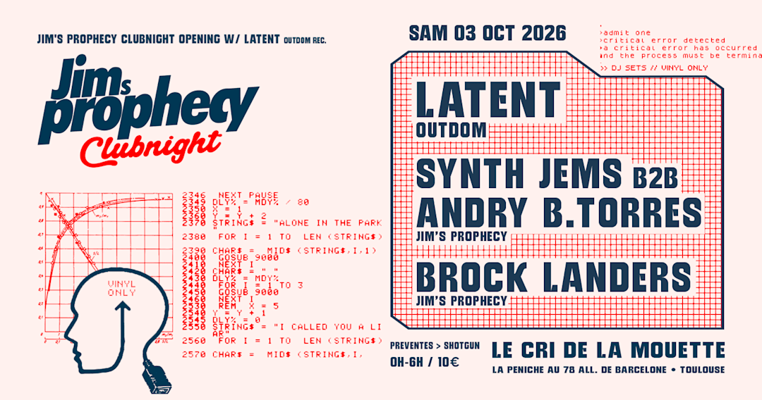 JIM'S Prophecy Clubnight Opening w/ Latent - VINYL ONLY!