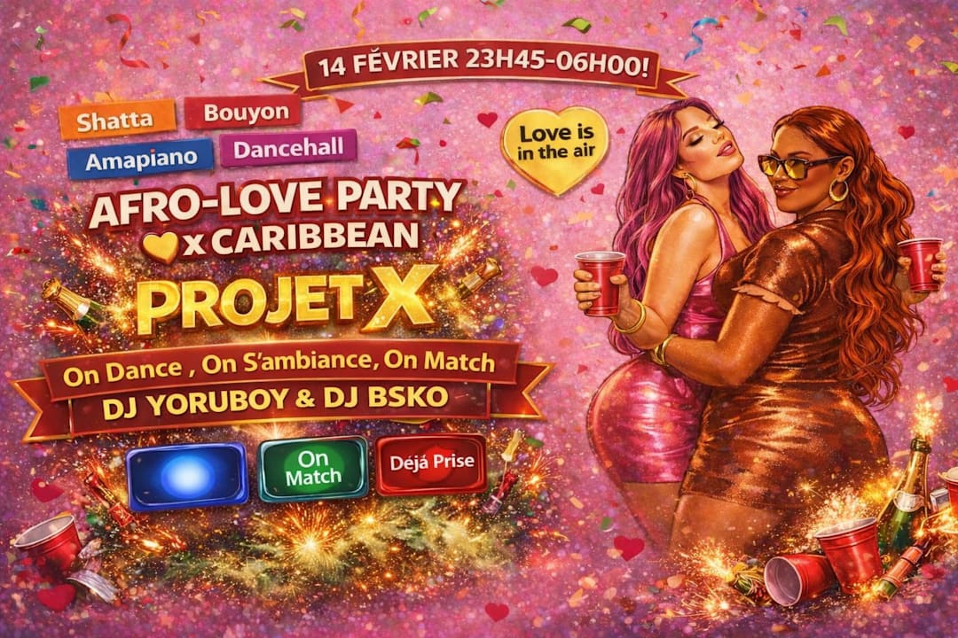 Cartel oficial del evento Afro-Love Party x CARIBBEAN PROJET X