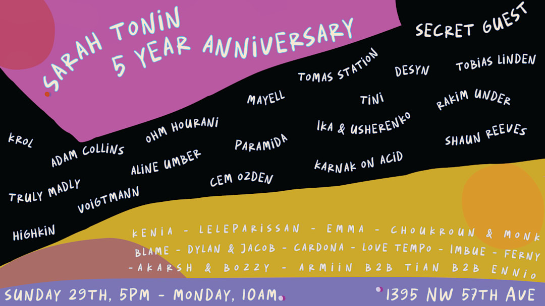 MMW CLOSING PARTY / 5 YEAR ANNIVERSARY SARAH TONIN