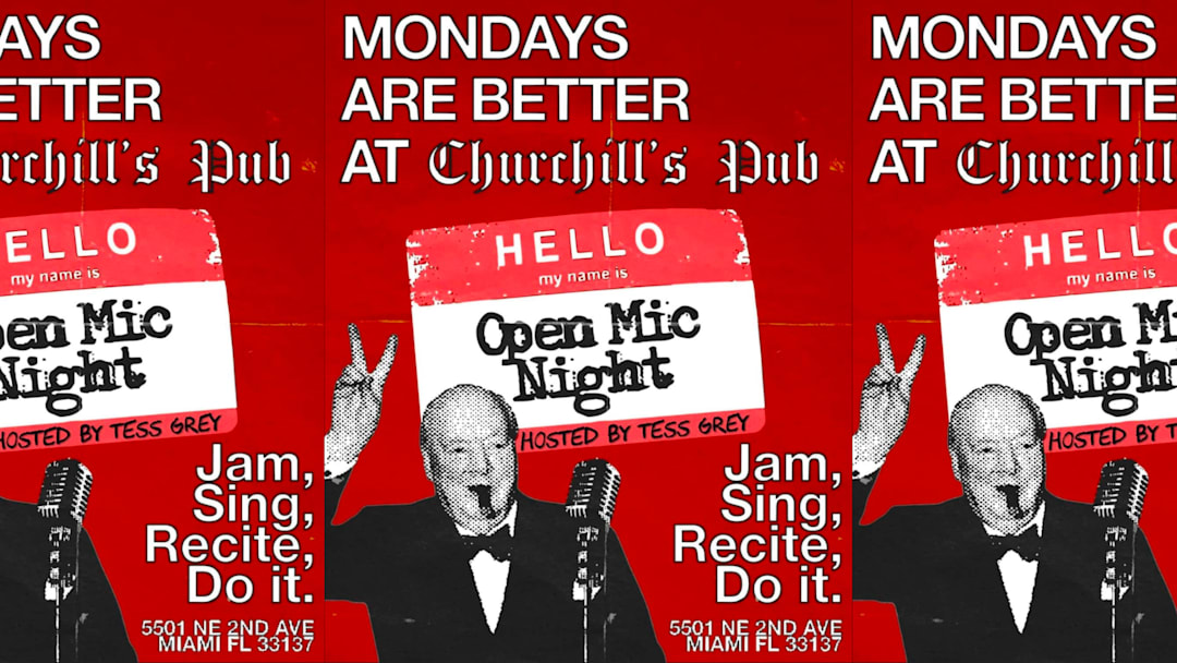 Cartaz oficial do evento OPEN MIC NIGHT with Tess Grey