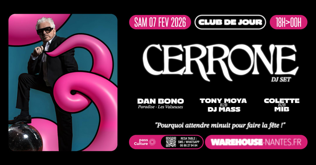 Official cover of the event Club de Jour invite CERRONE (dj set)