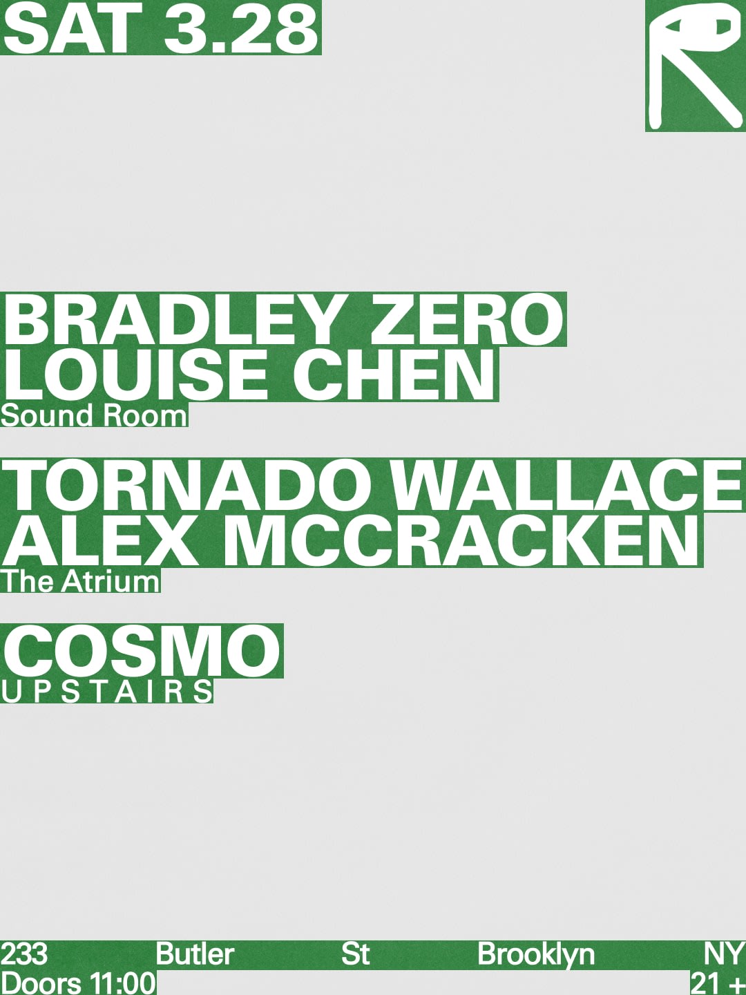 Bradley Zero + Louise Chen / Tornado Wallace + Alex McCracken / Cosmo