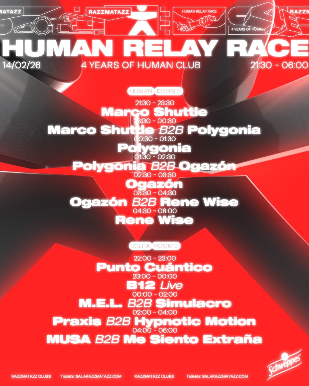 Human 4Y: Relay Race w. Marco Shuttle b2b Polygonia b2b Ogazón b2b Rene Wise
