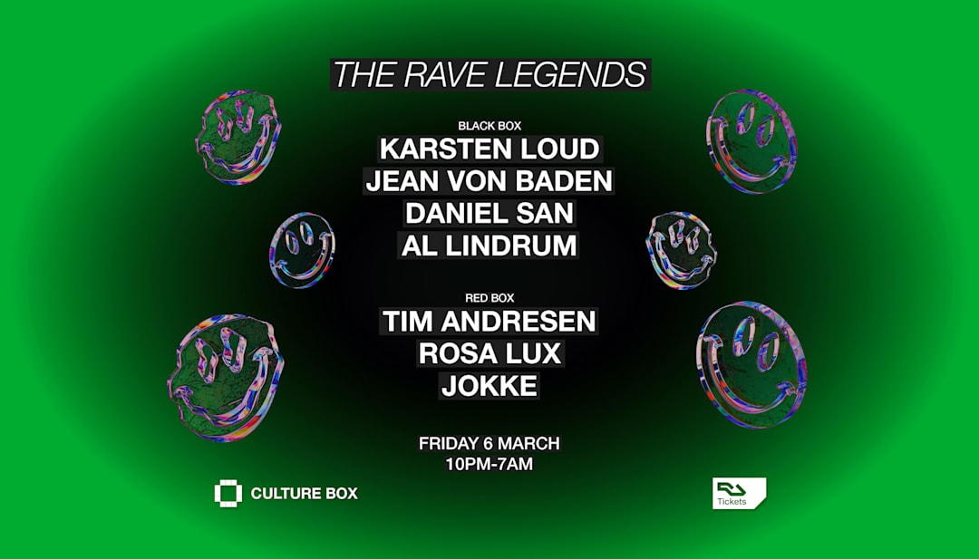 THE RAVE LEGENDS: Karsten Loud / Jean von Baden / Daniel San / Al Lindrum / Tim Andresen / Rosa