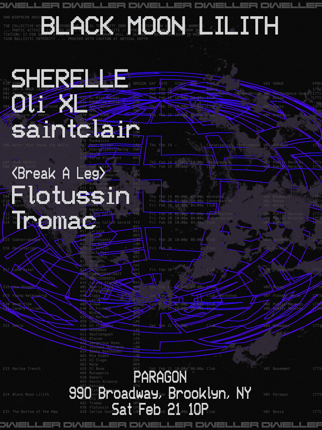 dweller Saturday: SHERELLE, Oli XL, Saintclair + Tromac, flotussin