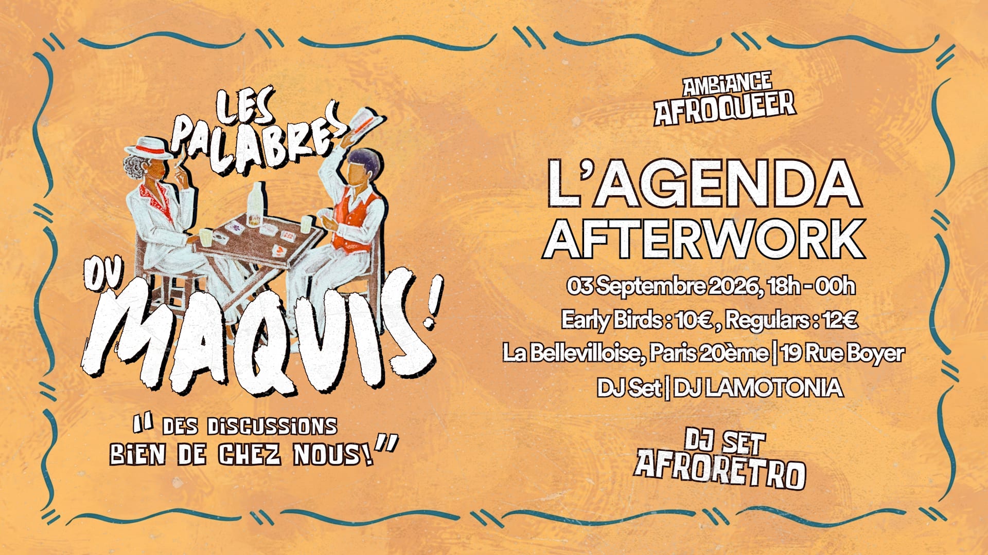 L'AGENDA AFTERWORK | LES PALABRES DU MAQUIS | 03.09.26