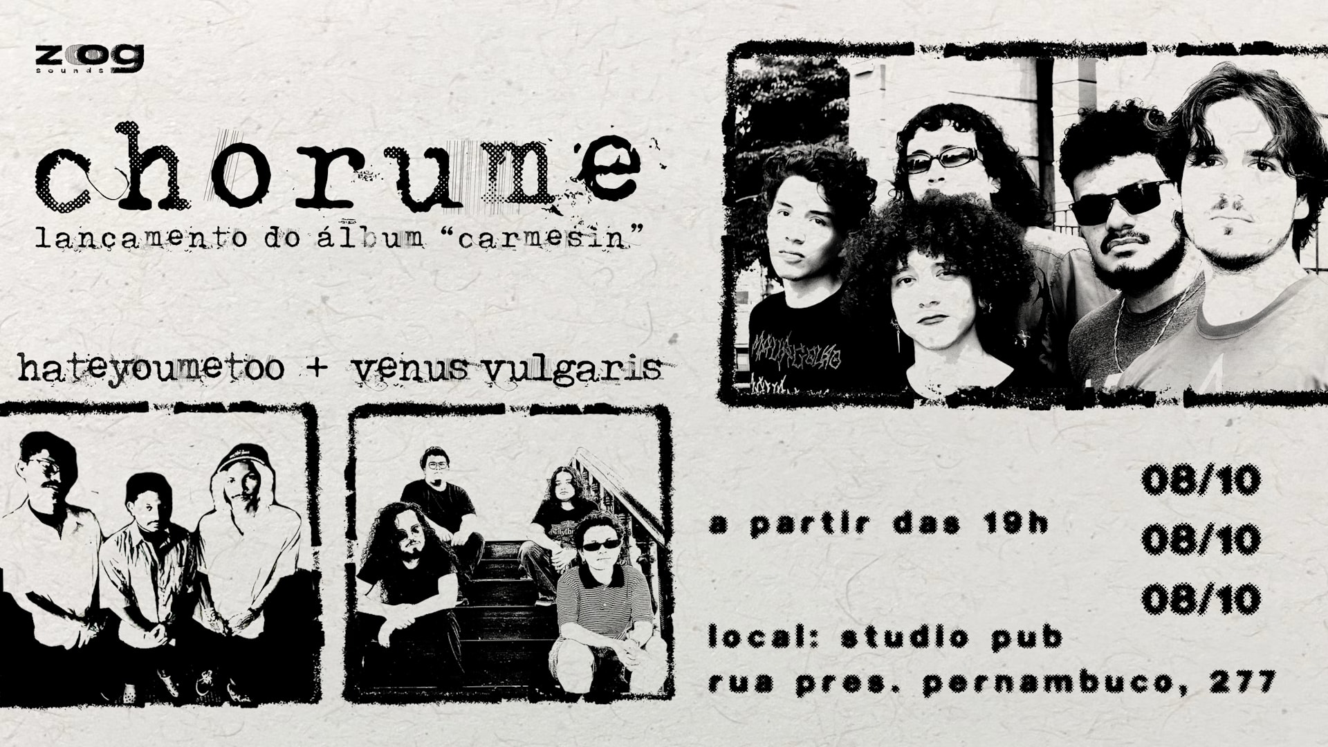 LANÇAMENTO CHORUME + VENUS VULGARIS + HATEYOUMETOO