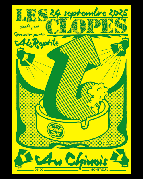 Affiche Gonzaï Night : Les Clopes + Akreptile, Montreuil · Billets Shotgun