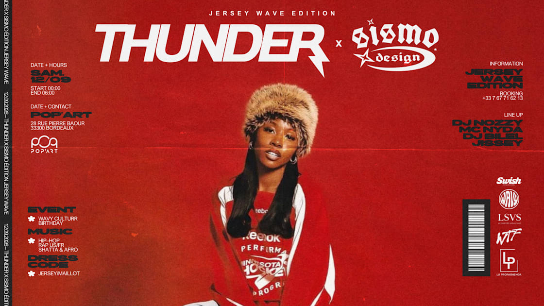 Affiche Thunder X Sismo | 12/09 | Pop'art All Jersey Edition, Bordeaux · Billets Shotgun
