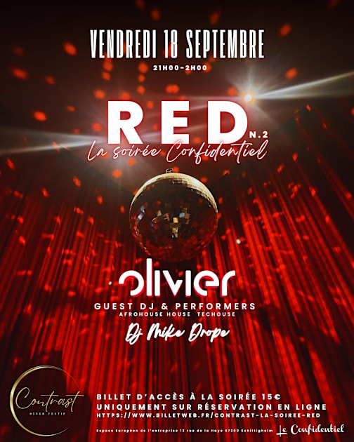 Affiche Contrast Red La Soirée Confidentiel, Schiltigheim · Billets Shotgun