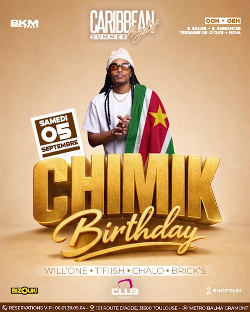 Affiche Caribbean Summer Night- Dj Chmik Birthday, Toulouse · Billets Shotgun